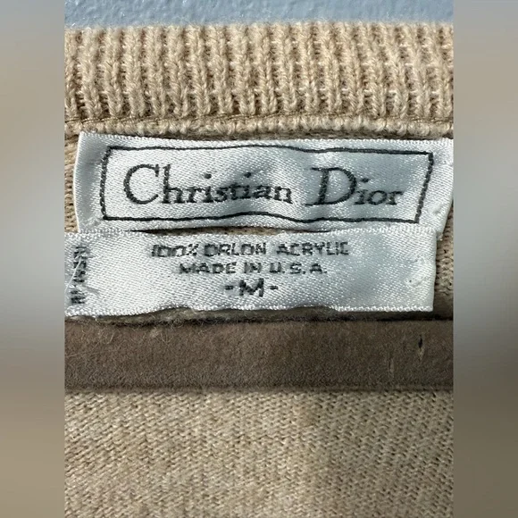 Vintage Christian Dior Tan Sweater Men’s Vintage V Neck Sweater Size Medium‎